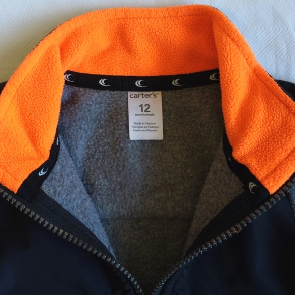 carter's sporty fleece zip-up jacket 12 months baby boy - Picture 6 of 7